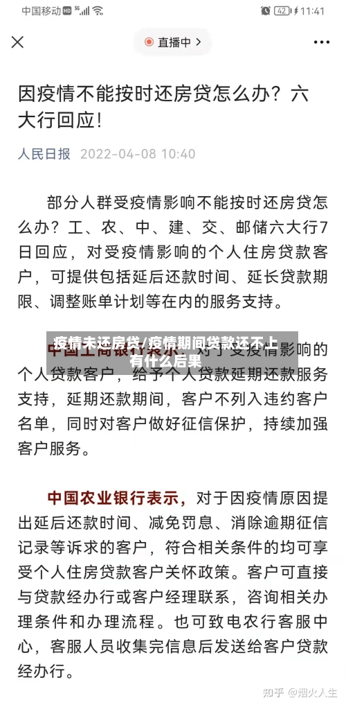 疫情未还房贷/疫情期间贷款还不上有什么后果