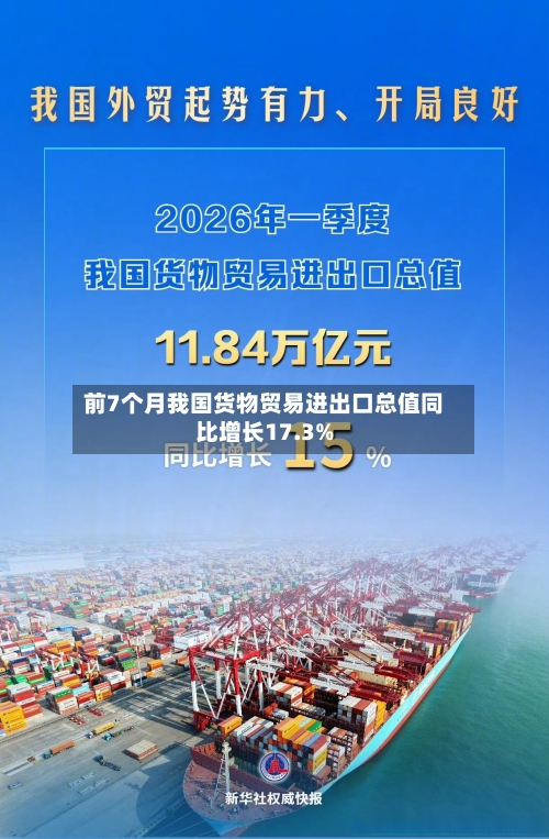 前7个月我国货物贸易进出口总值同比增长17.3%