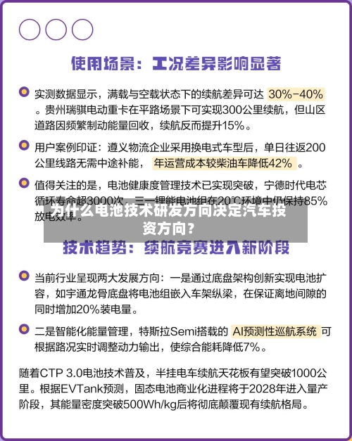 为什么电池技术研发方向决定汽车投资方向？