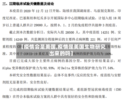 【疫情会是美国,疫情是美国生物研究出来的吗】