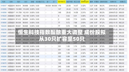 恒生科技指数酝酿重大调整 成份股拟从30只扩容至50只-第2张图片